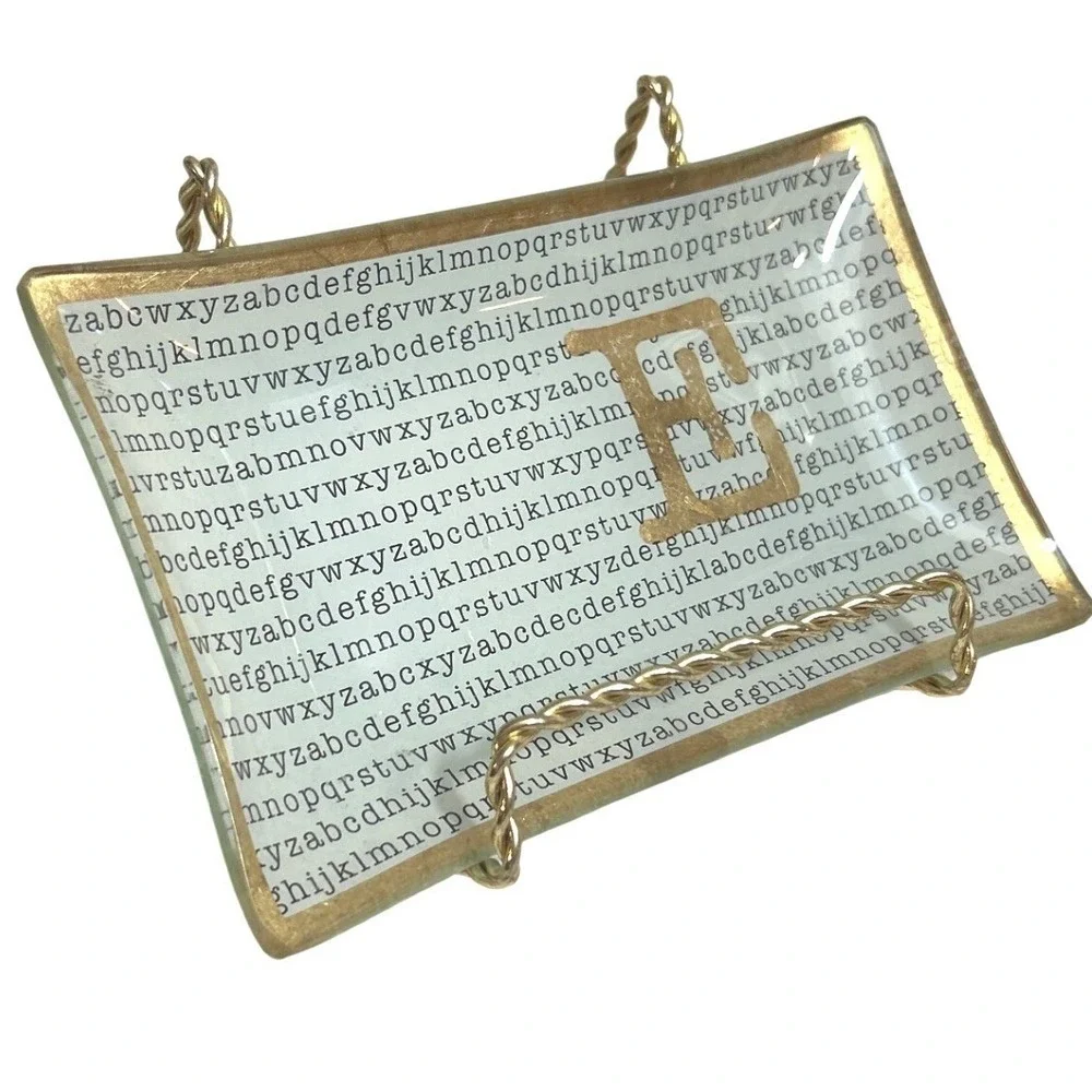 Jay Companies American Atelier Gold Accent Tray Letter E Trinket Rings Chic Boho
